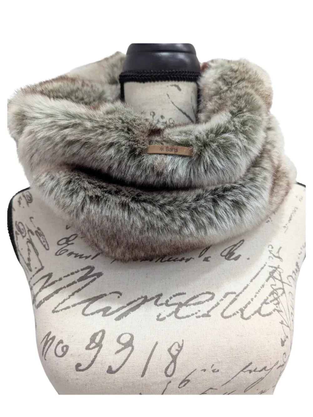 Barts Fur Deluxe Faux Fur Pull-On Cowl Snood Neck Warmer Gray Brown OS